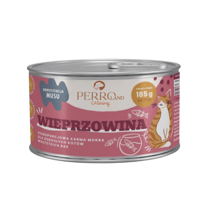 WOW Cat Kawałki wołowiny w sosie 85g PERROLand CATering Wieprzowina 185 g - monobiałkowa mokra karma dla kota w puszce